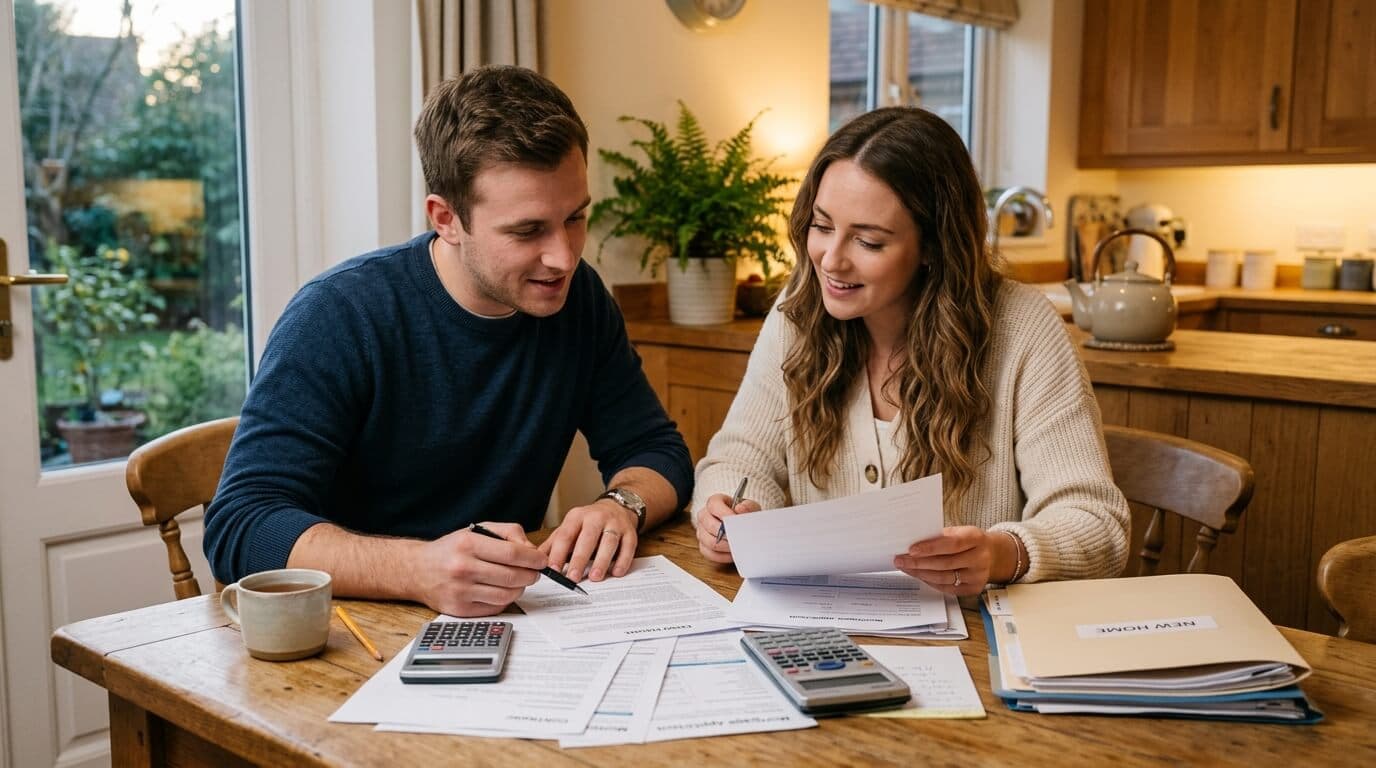 Wohnung mit Briefkasten und Antragsformularen auf Schreibtisch